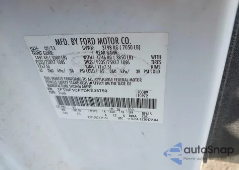 2013 Ford F-150 Xl from USA, damaged, VIN 1FTNF1CF7DKE35750